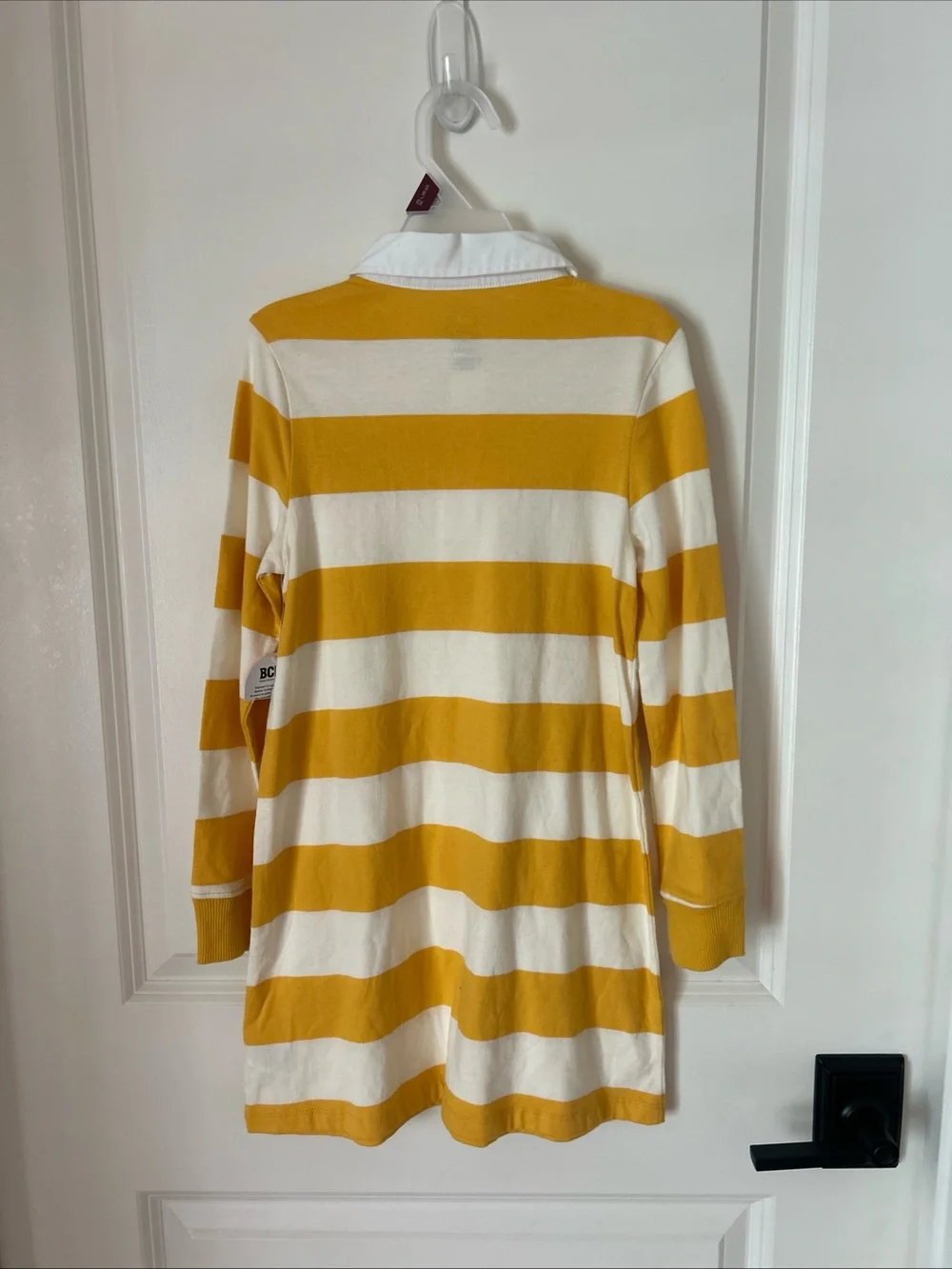 Girls Rugby Dress Sz S 6-6X Long Sleeve Button Collar White Gold Striped Preppy